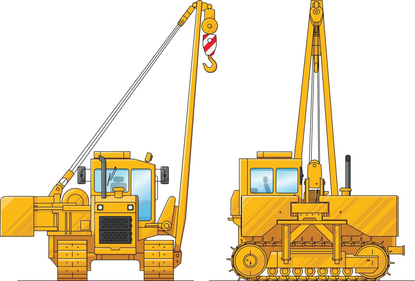 Drawing of a construction crane. Illustration of special equipment. Set of icons. Amazing illustration for website, print and project. Illustrations isolated on white background. The flat vector. Set. vector