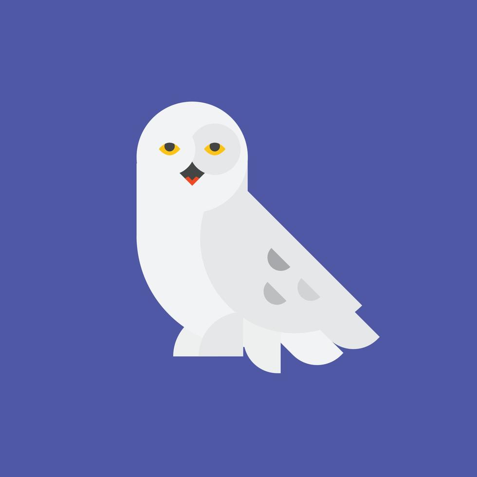 Logo of the white owl. Illustration of a polar owl. Vector icon. Flat style. Abstract icon of an owl. Image of an animal for the company logo. Company character. Mascot.