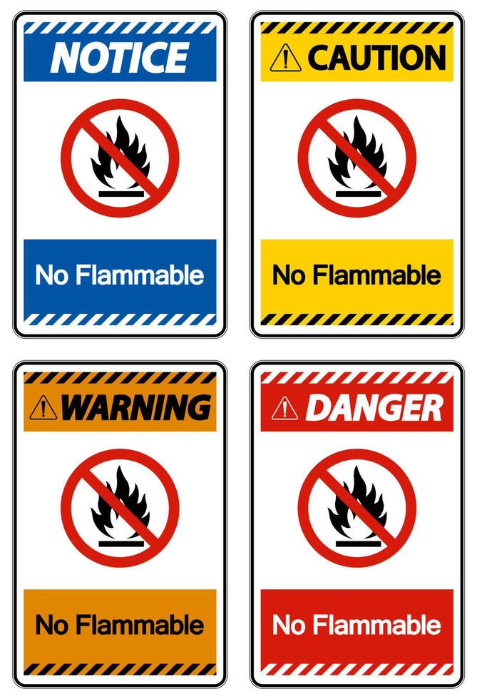 Warning No Flammable Symbol Sign On White Background vector