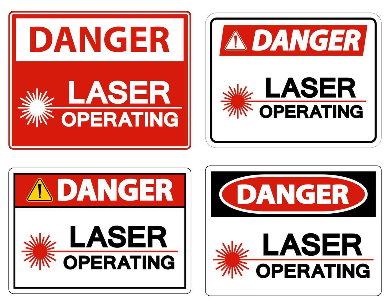 Danger Safety Sign Laser Operating On White Background vector