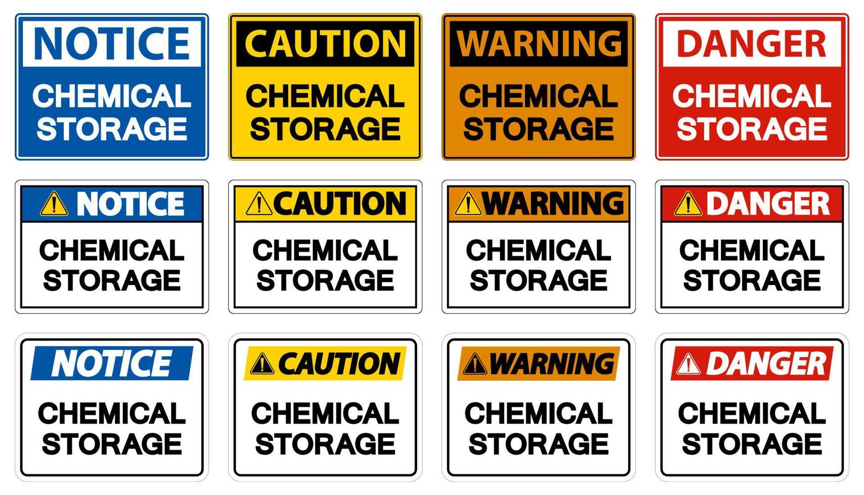 Etiqueta de almacenamiento de productos químicos signo sobre fondo blanco. vector