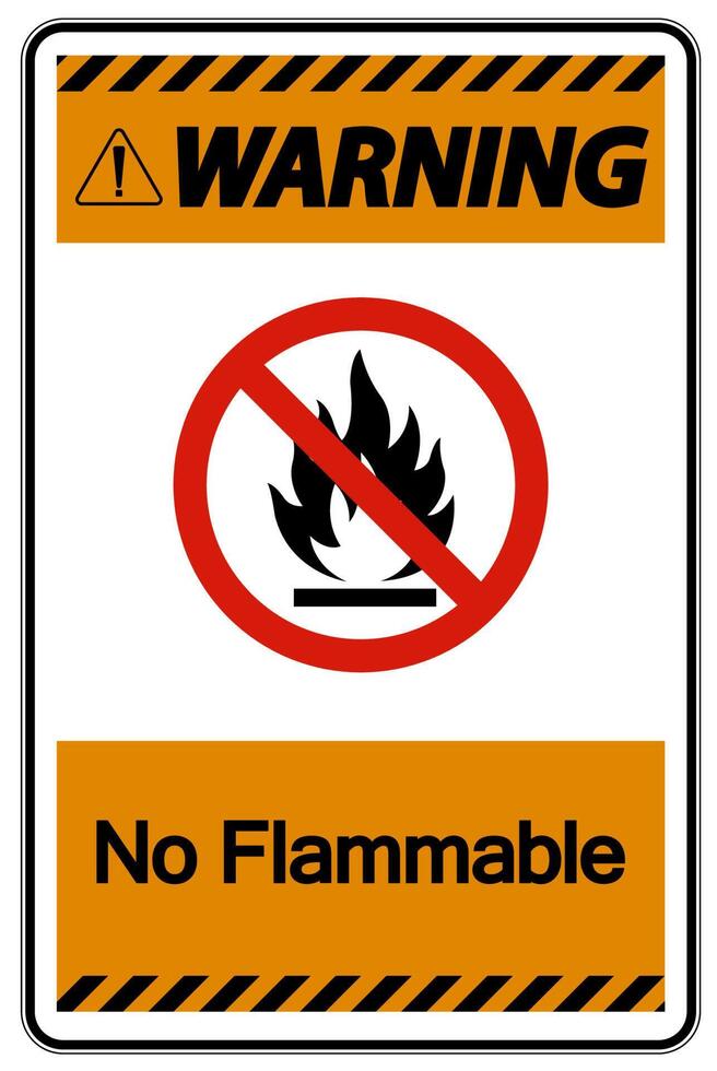 Warning No Flammable Symbol Sign On White Background vector