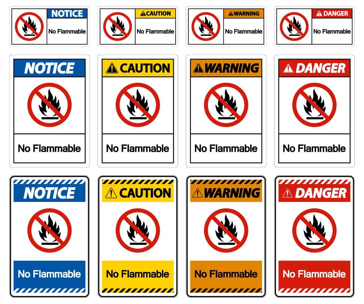 Warning No Flammable Symbol Sign On White Background vector