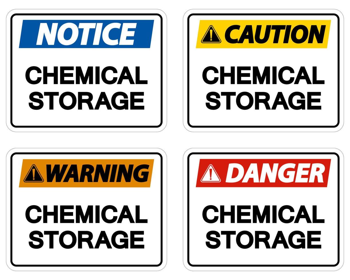 Etiqueta de almacenamiento de productos químicos signo sobre fondo blanco. vector