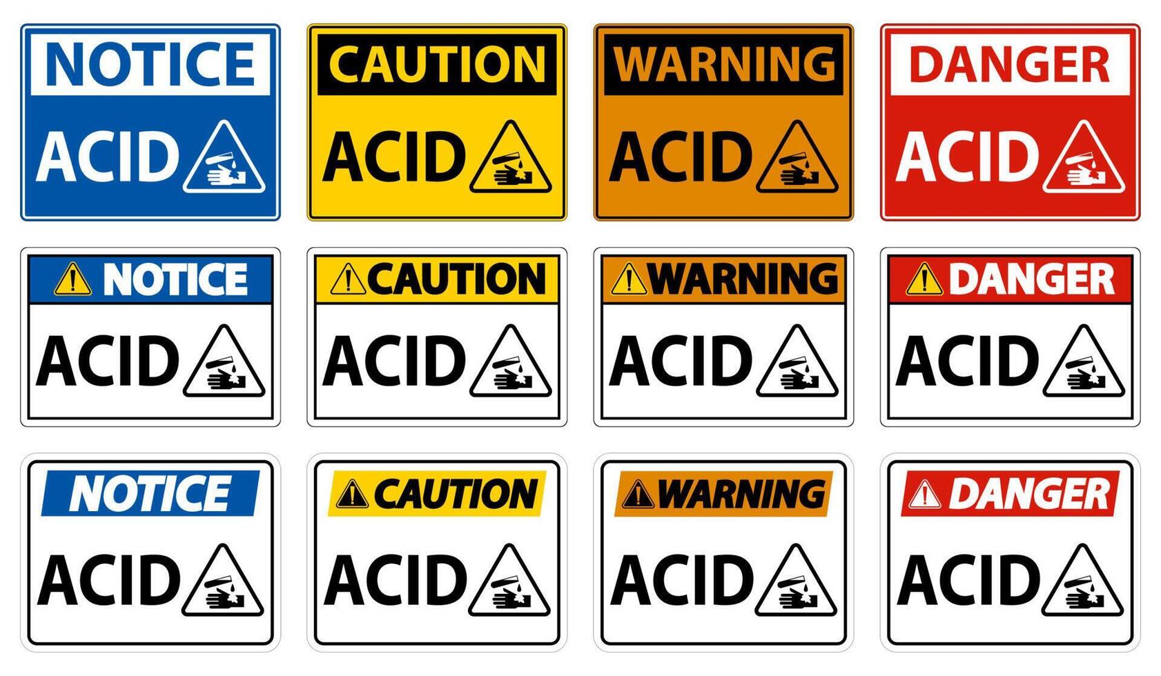 Label Acid Warning Sign On White Background vector