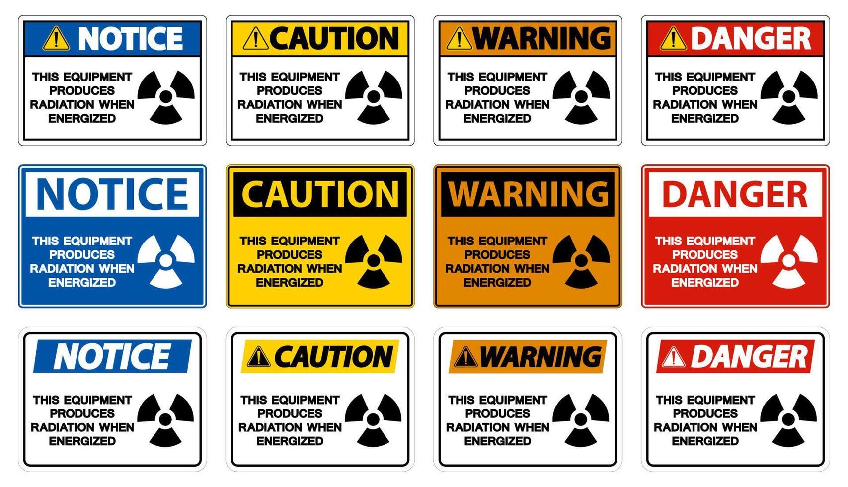 Danger This equipment produces radiation when energized Symbol Sign On White Background vector