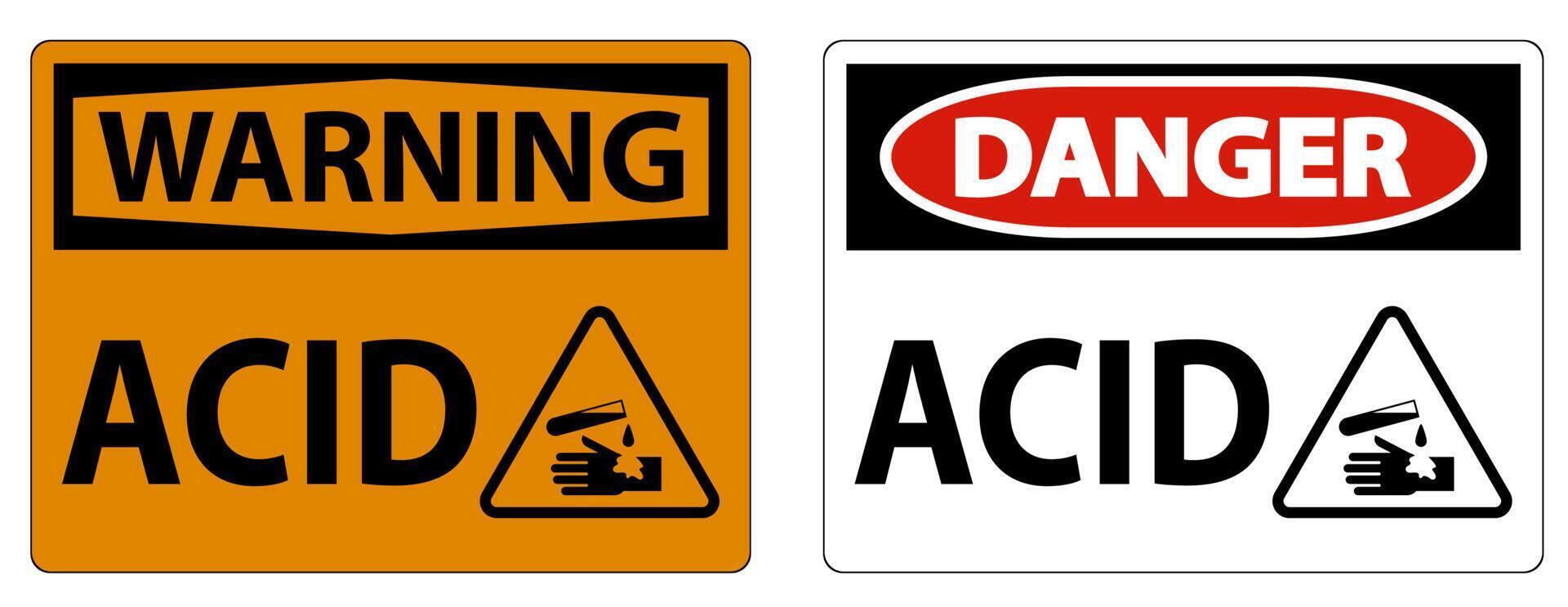 Label Acid Warning Sign On White Background vector