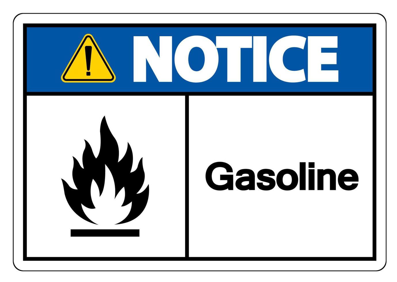 aviso símbolo de gasolina signo sobre fondo blanco vector