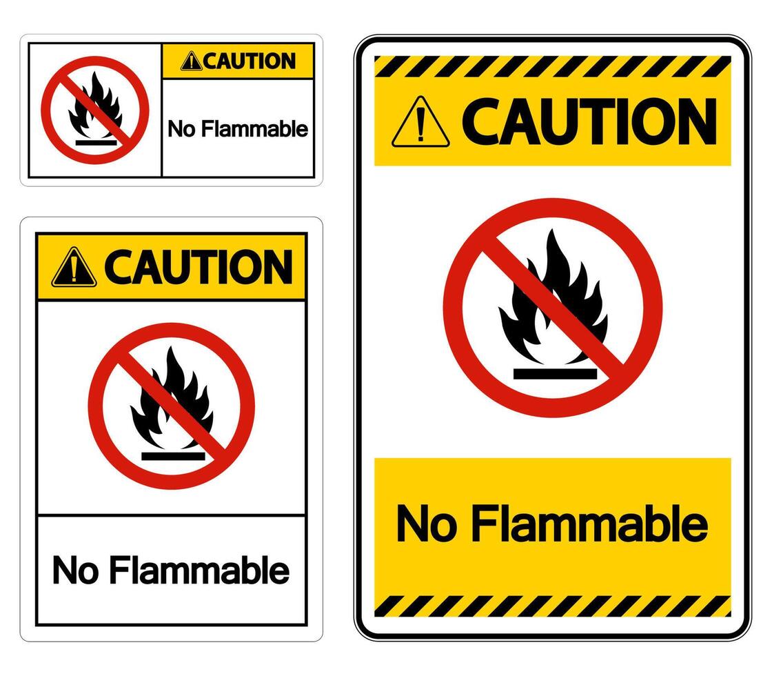 Caution No Flammable Symbol Sign On White Background vector