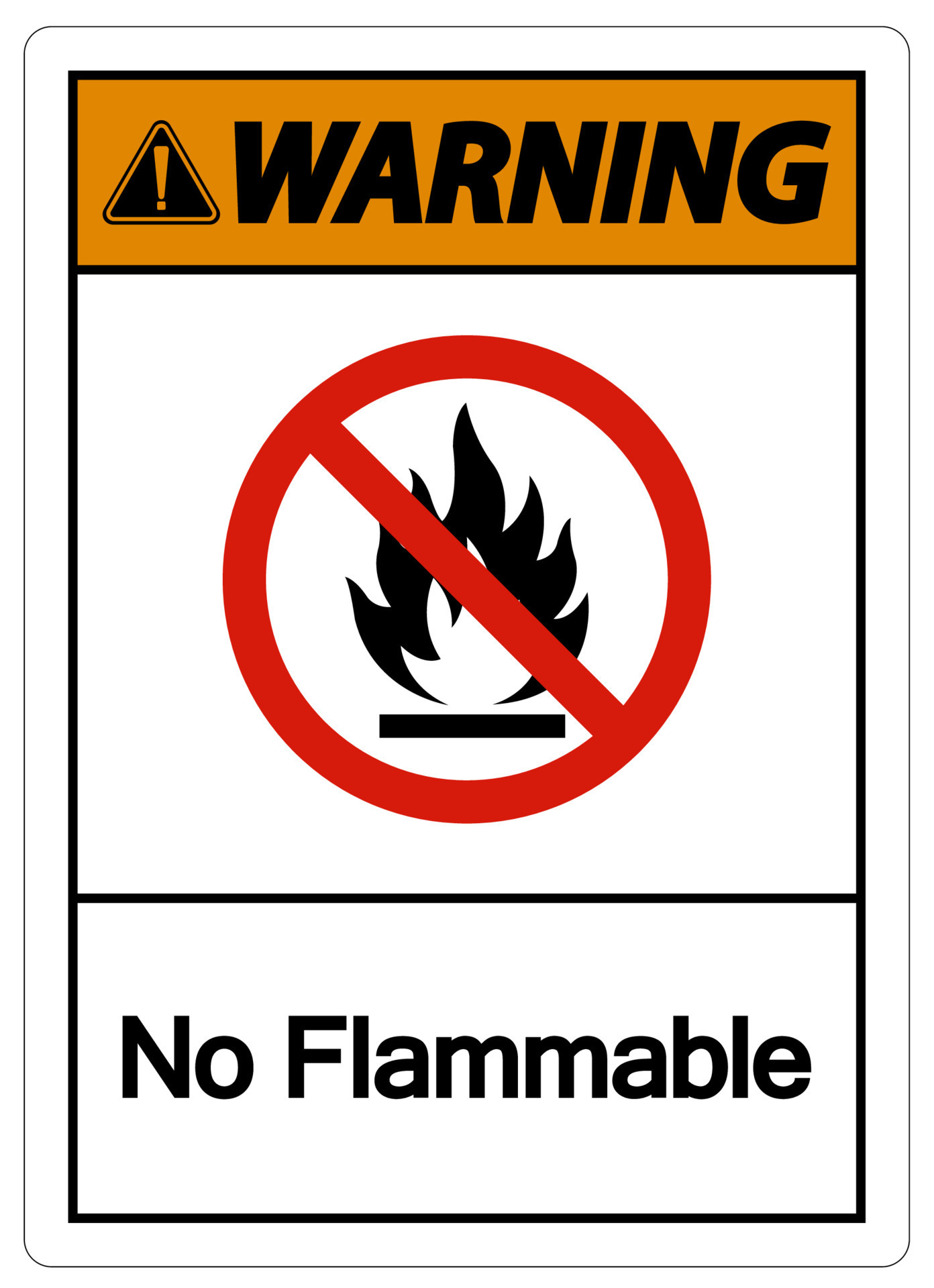 Warning No Flammable Symbol Sign On White Background 5437716 Vector Art at Vecteezy