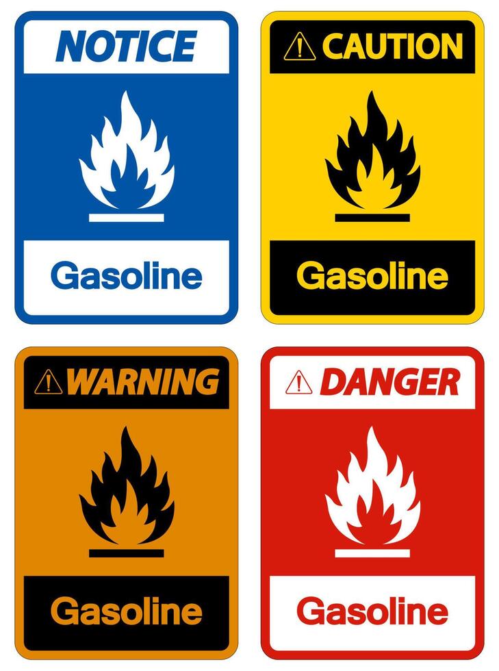 signo de símbolo de gasolina de peligro sobre fondo blanco vector