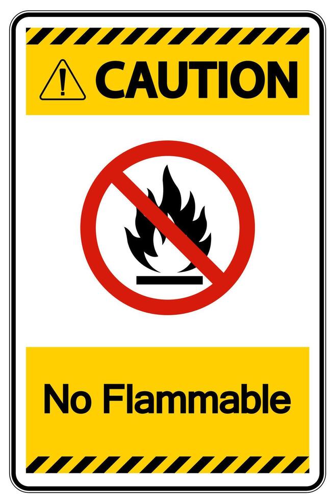 Caution No Flammable Symbol Sign On White Background vector