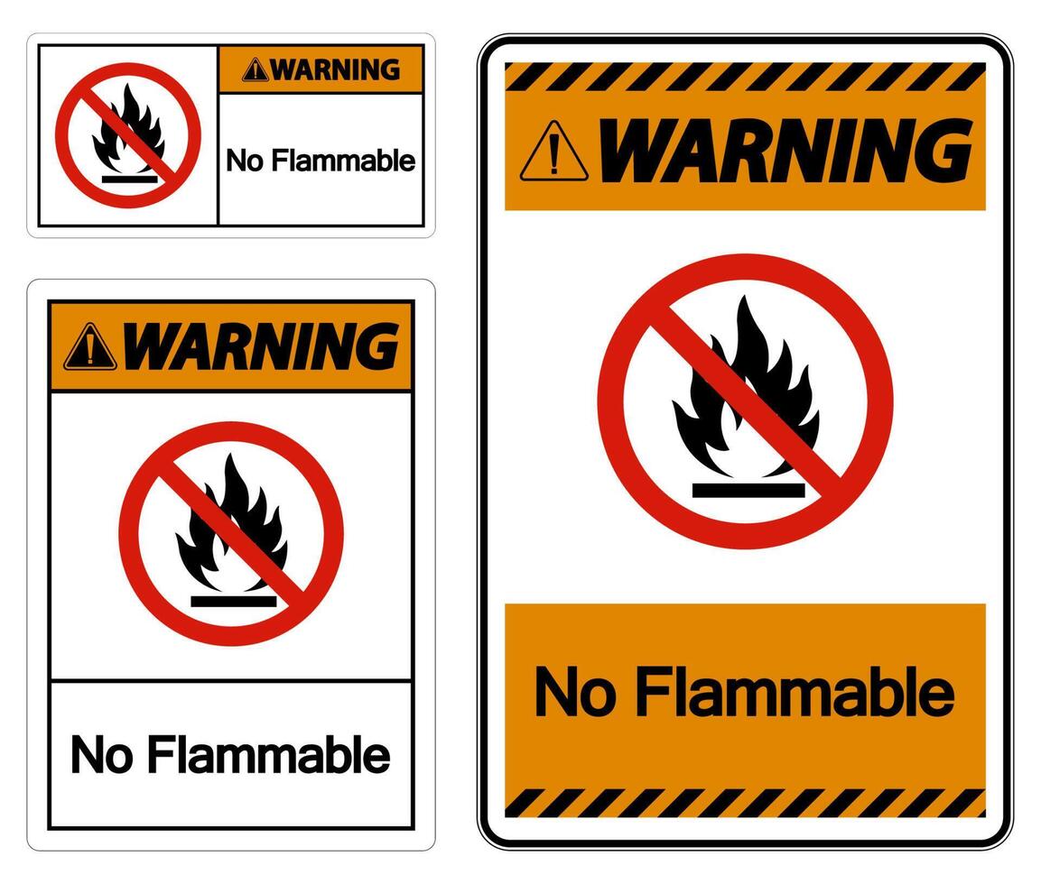 Warning No Flammable Symbol Sign On White Background vector