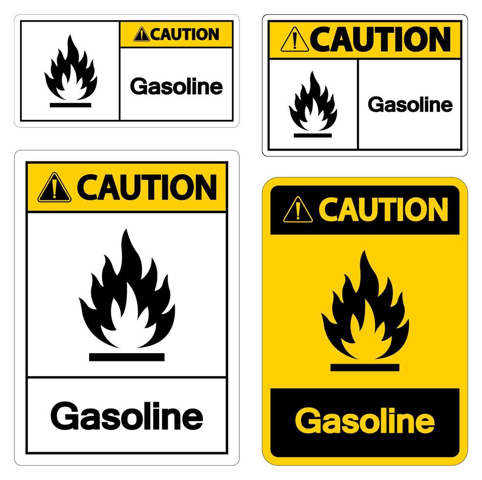 Caution Gasoline Symbol Sign On White Background vector