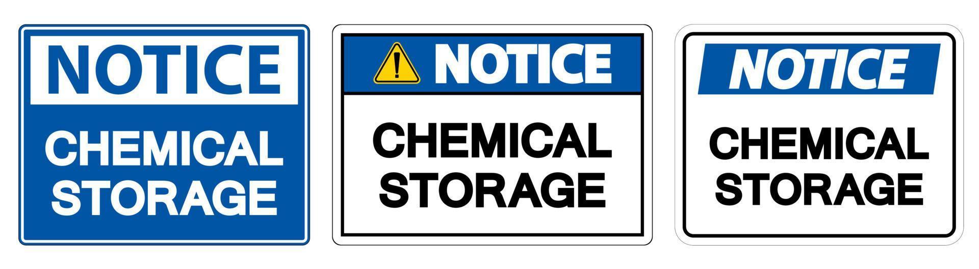 aviso signo de almacenamiento químico sobre fondo blanco vector