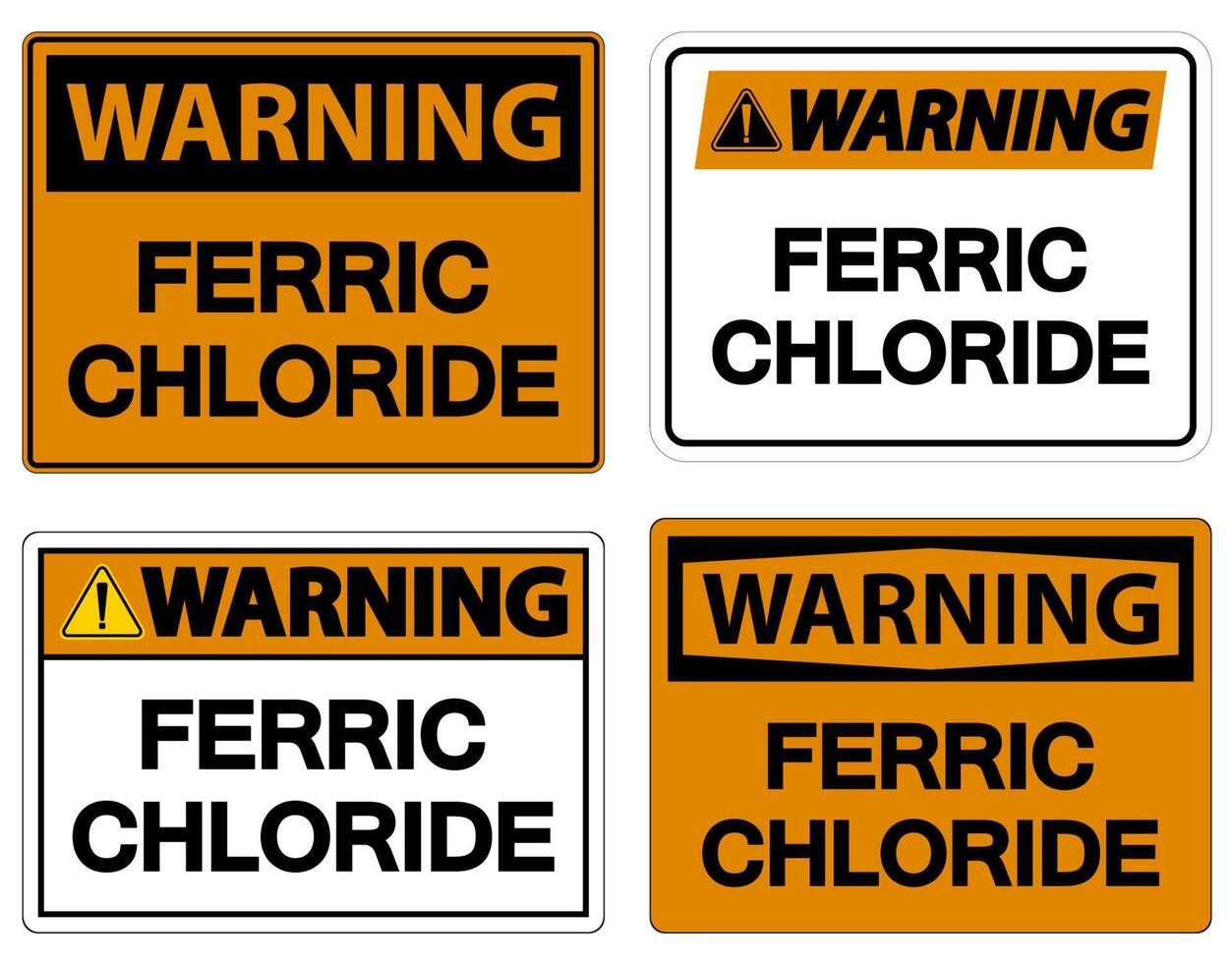 Chemical Warning Sign Ferric Chloride On White Background vector