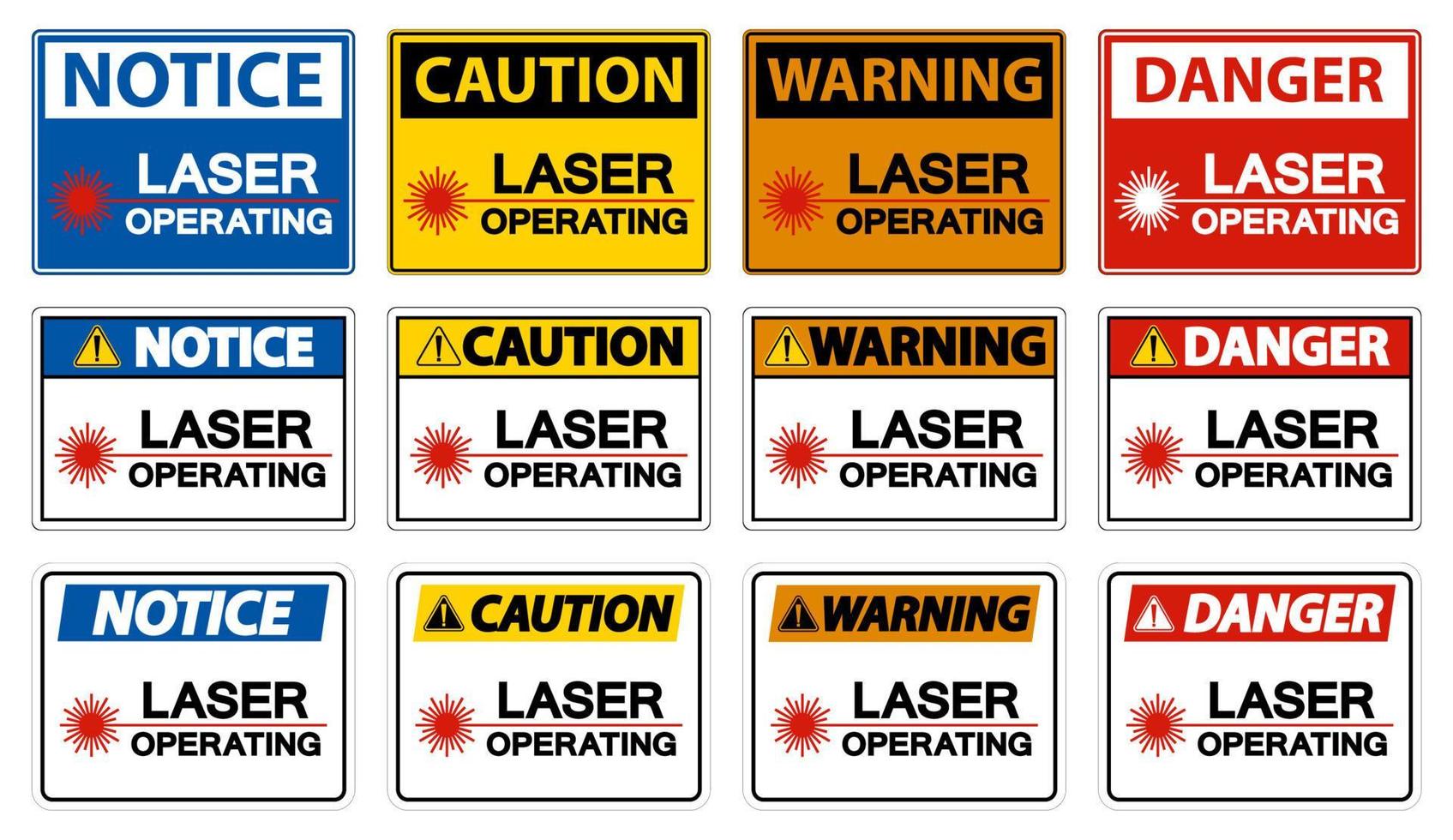 Warning Safety Sign Laser Operating On White Background vector