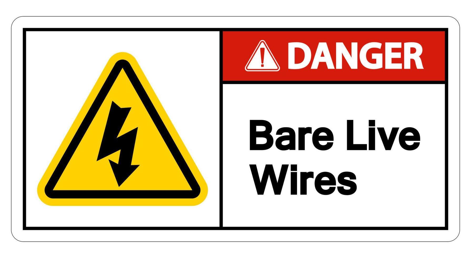 Señal de peligro de cables vivos desnudos sobre fondo blanco. vector