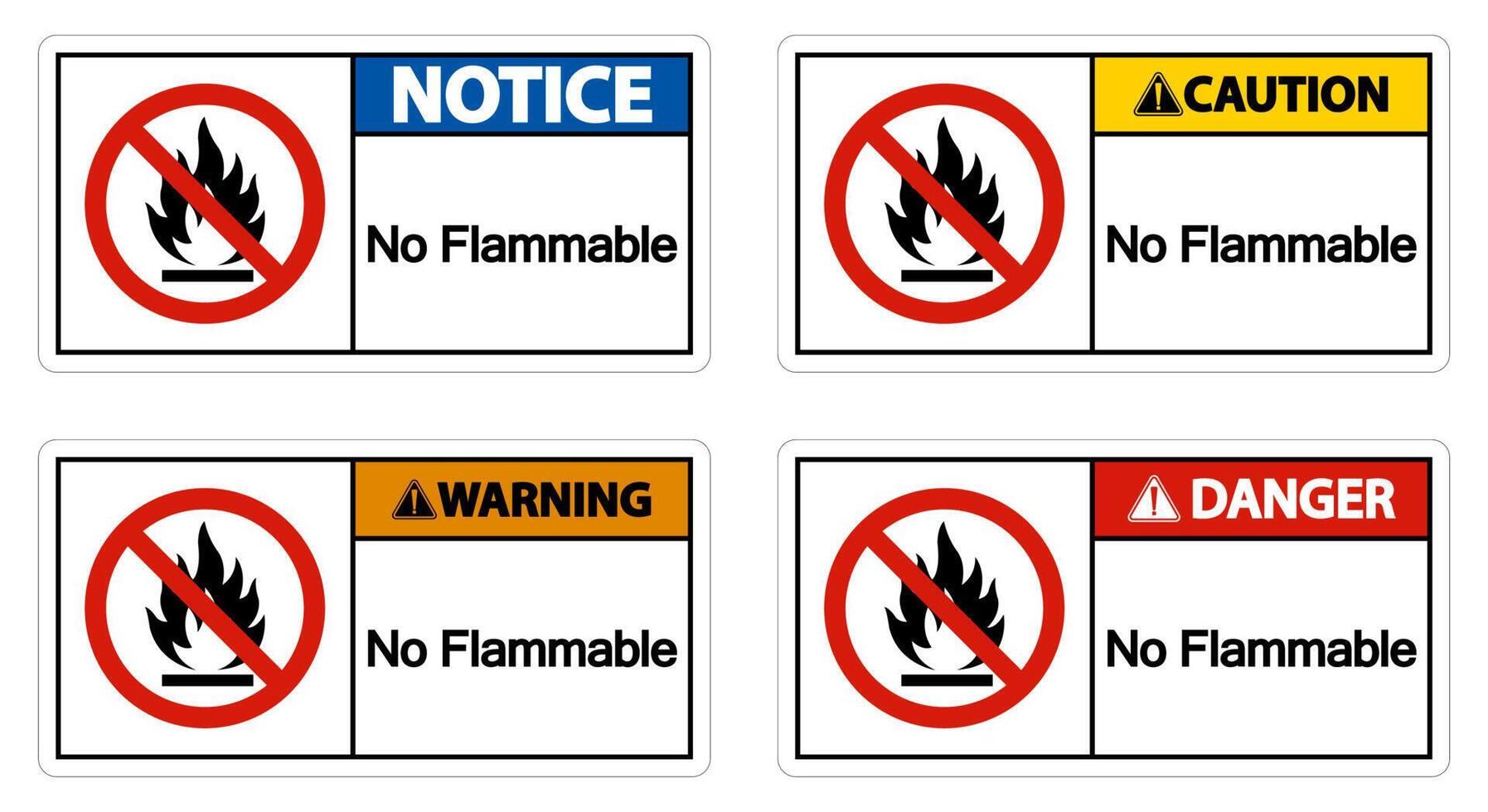 Warning No Flammable Symbol Sign On White Background vector