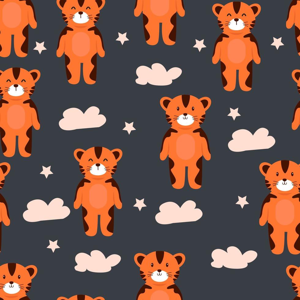 Childish seamless pattern with cute bear vector