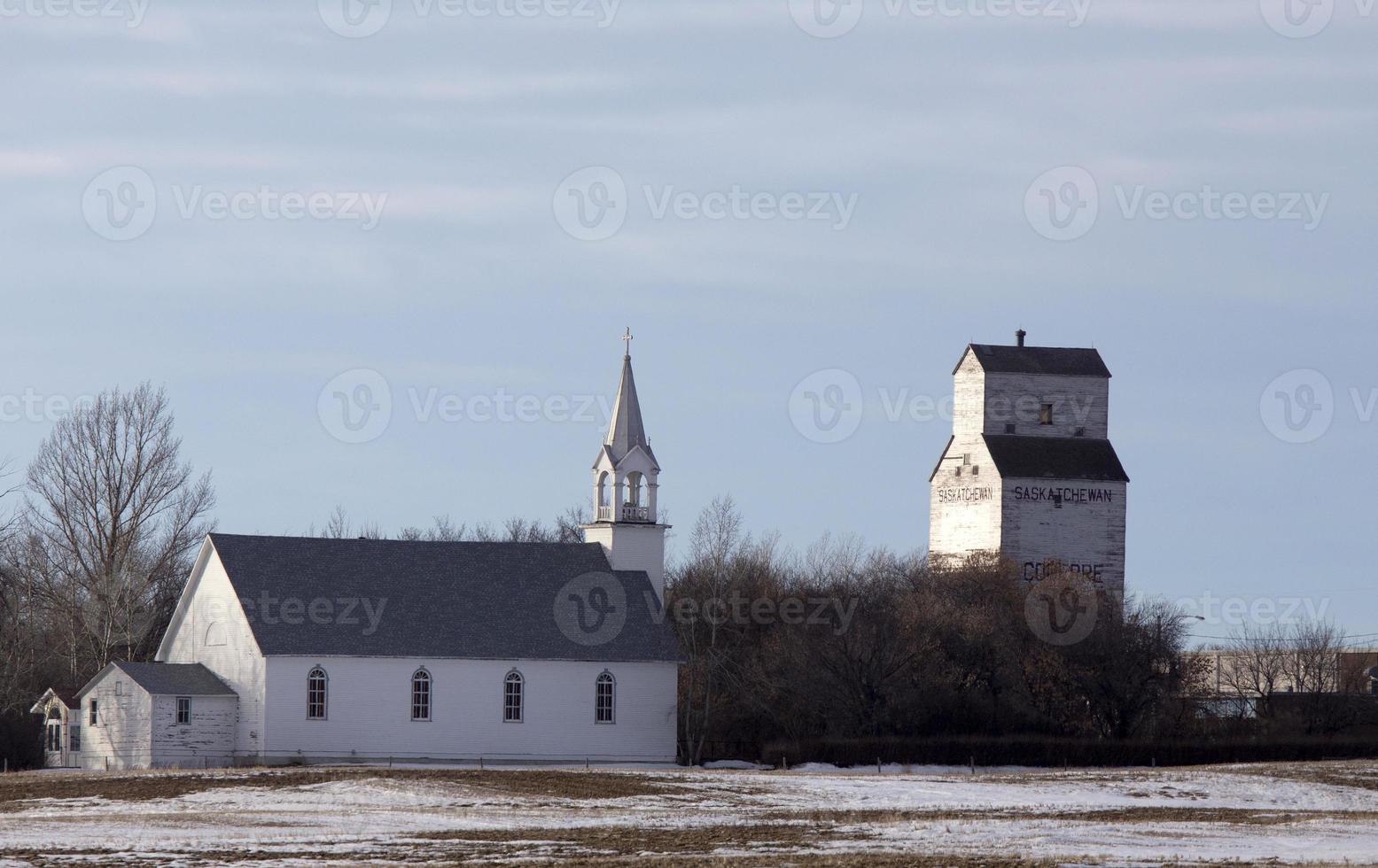 Church and Prairie Elevator photo