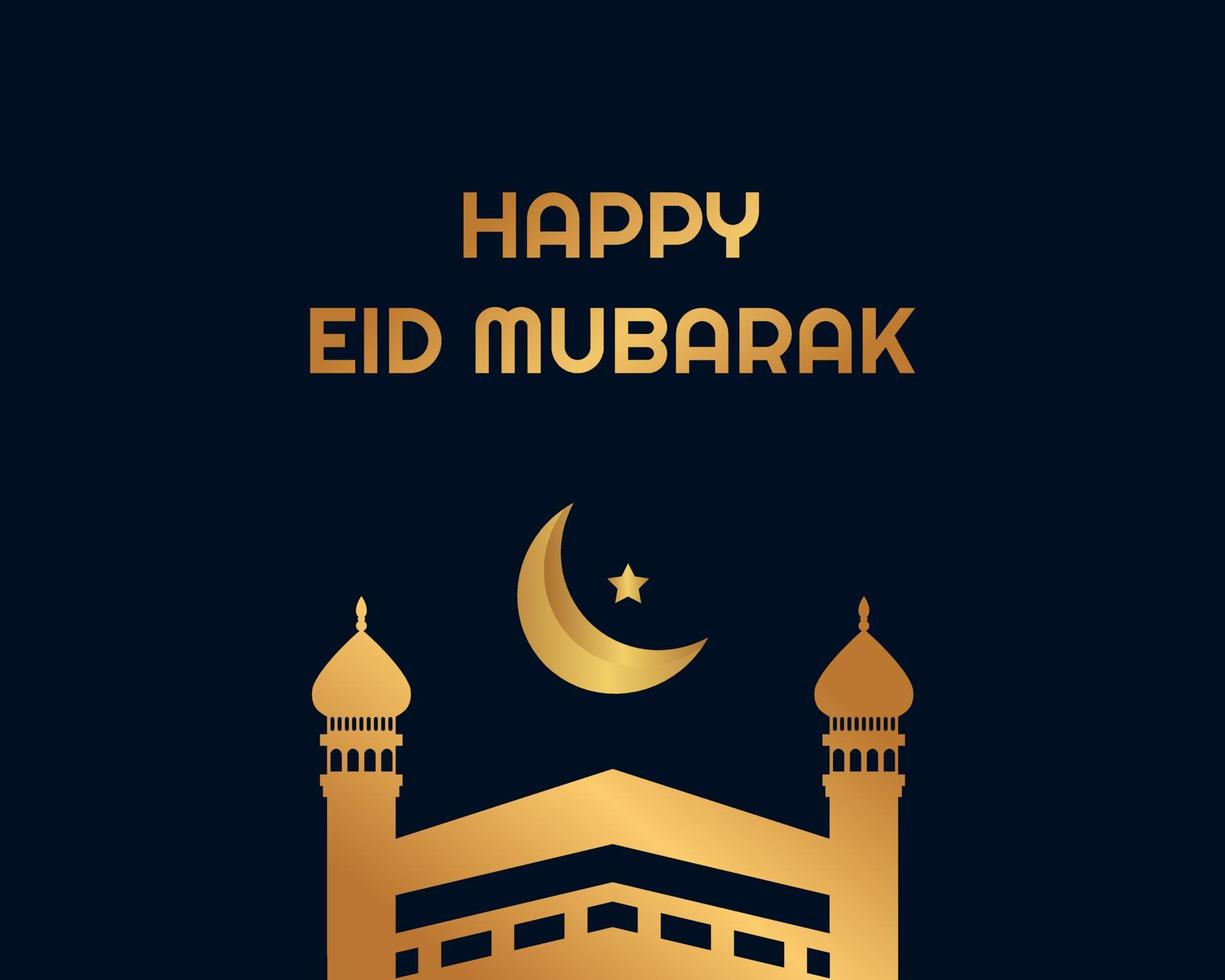 Eid Mubarak islamic design crescent moon and mosque, Great for greeting cards, posters, banners and backgrounds vector