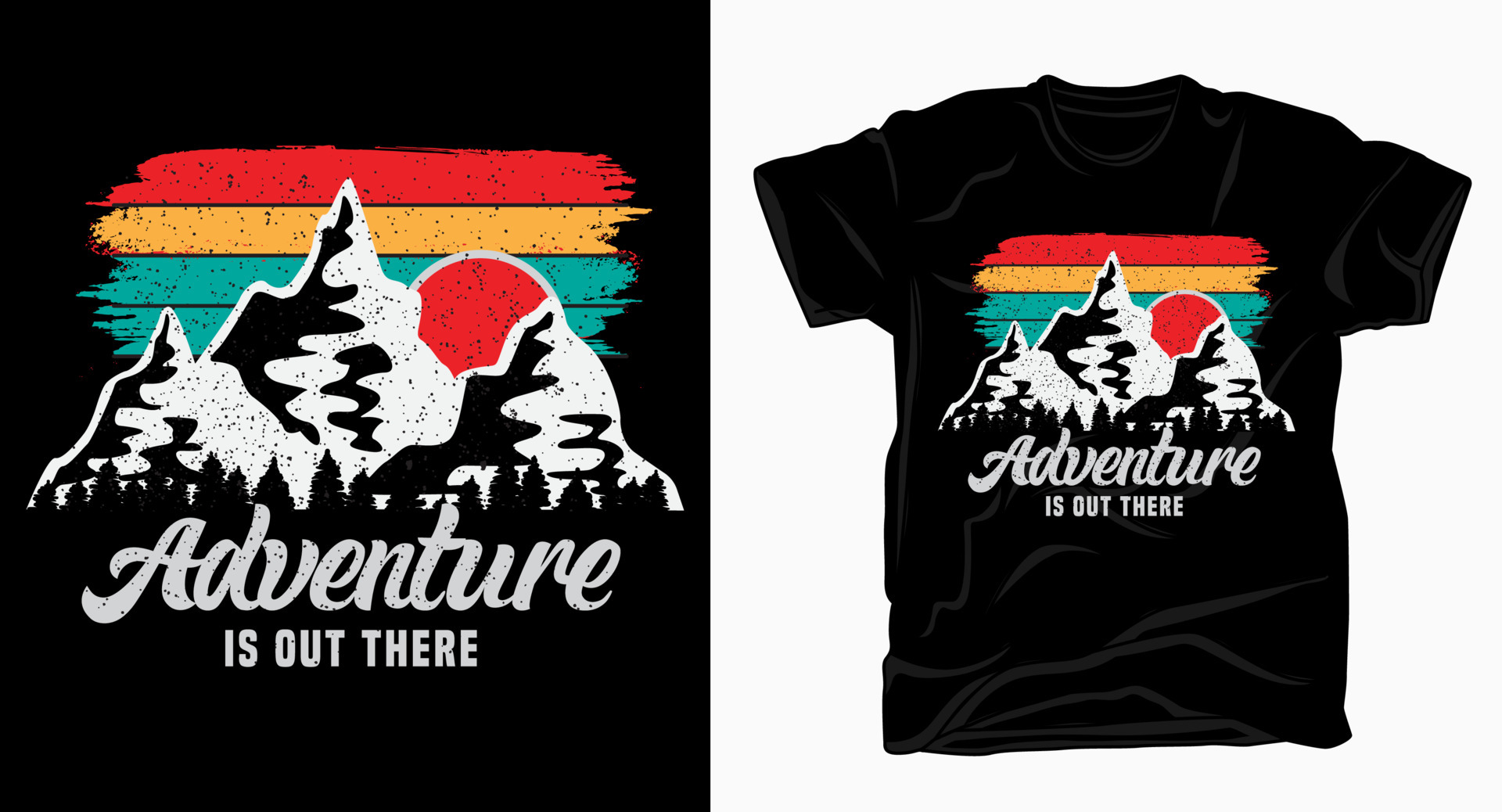 Adventure is out there typography with mountains t shirt 5438233 Vector