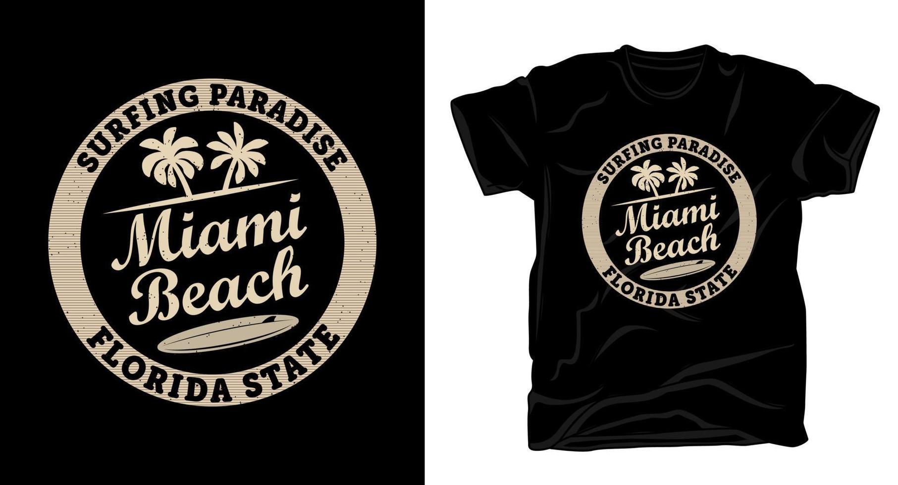 diseño de camiseta de tipografía de miami beach vector