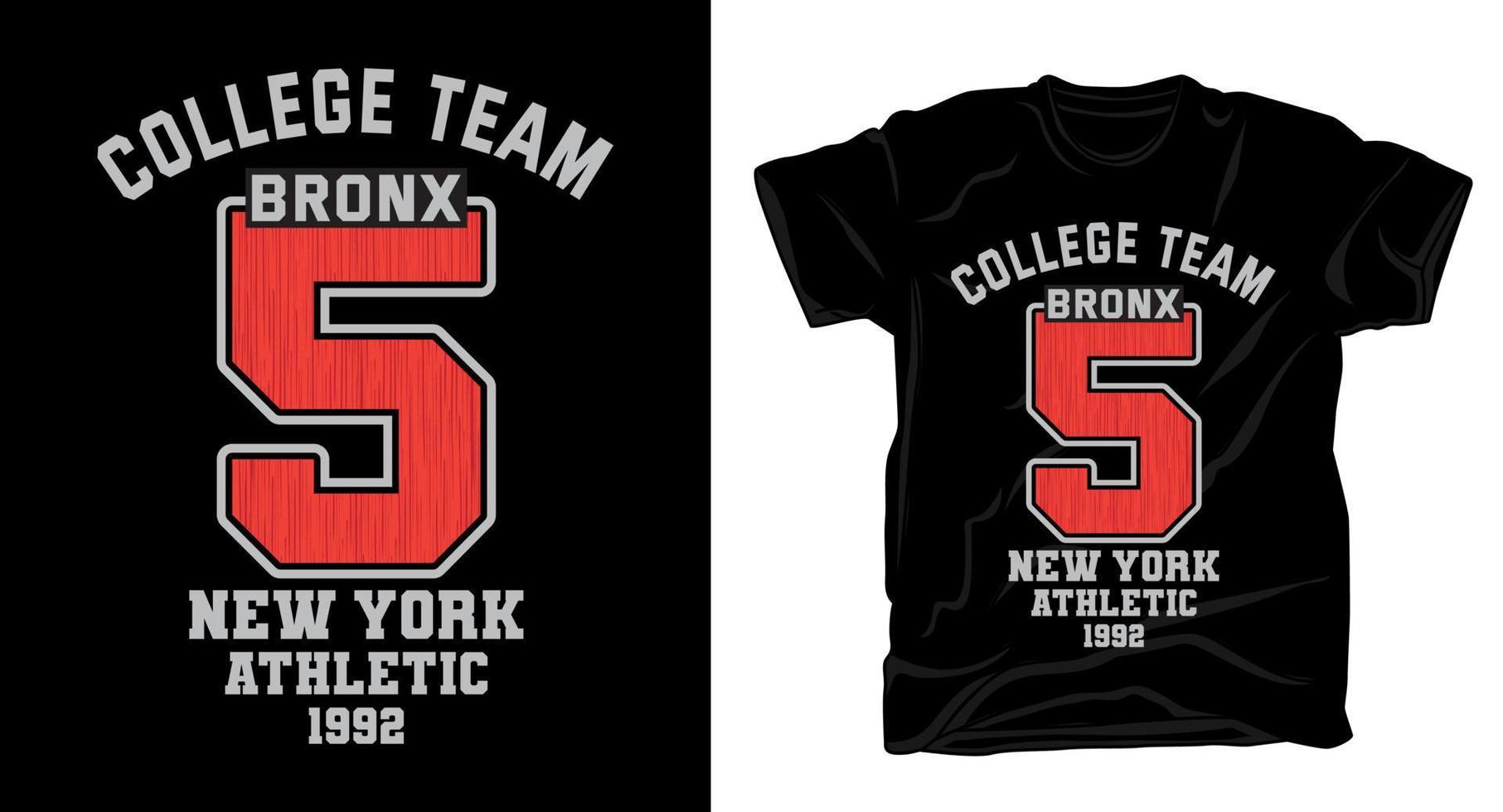 College team five typography t-shirt design vector