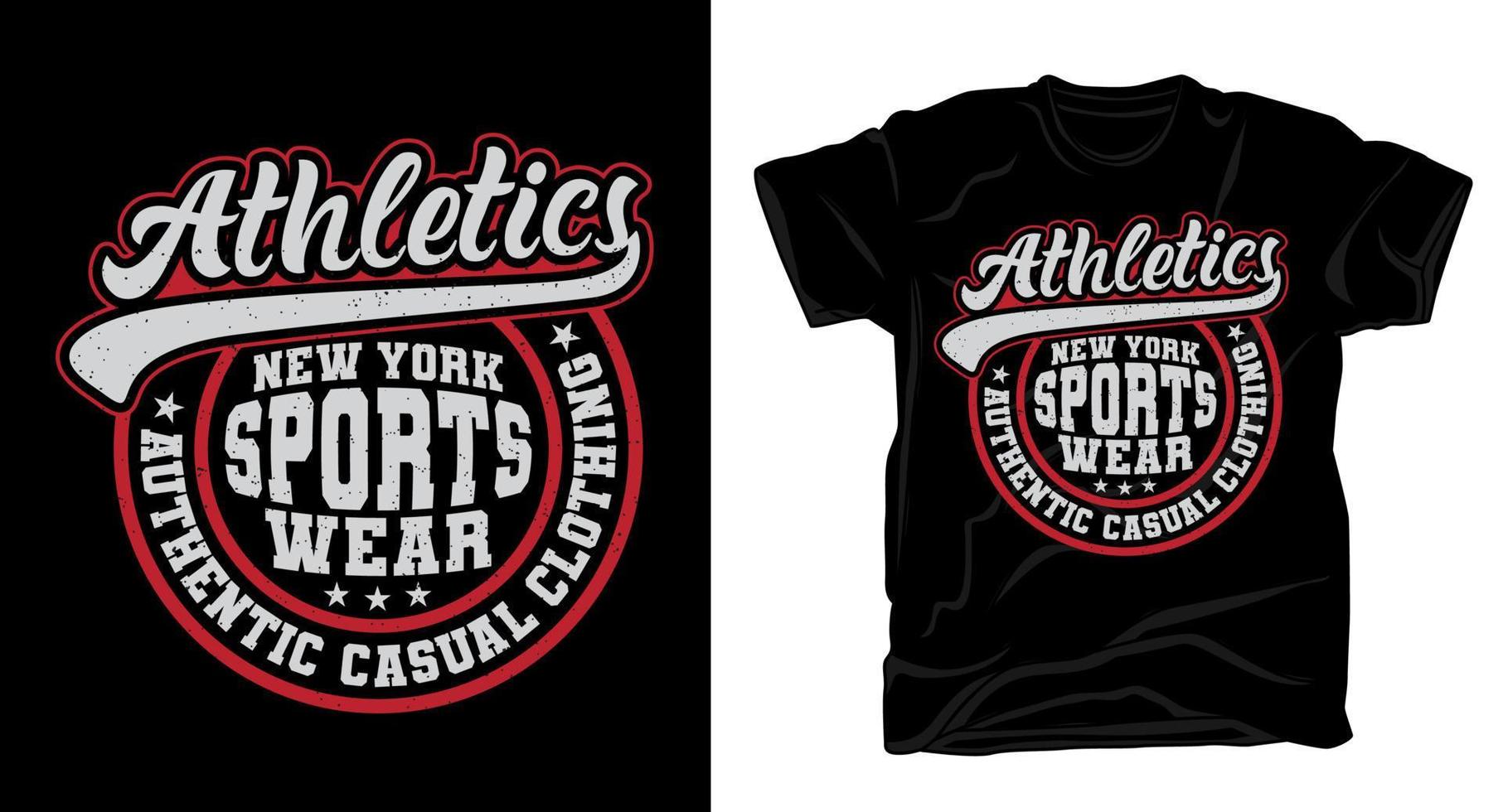 Athletics sports wear varsity typography t-shirt design vector