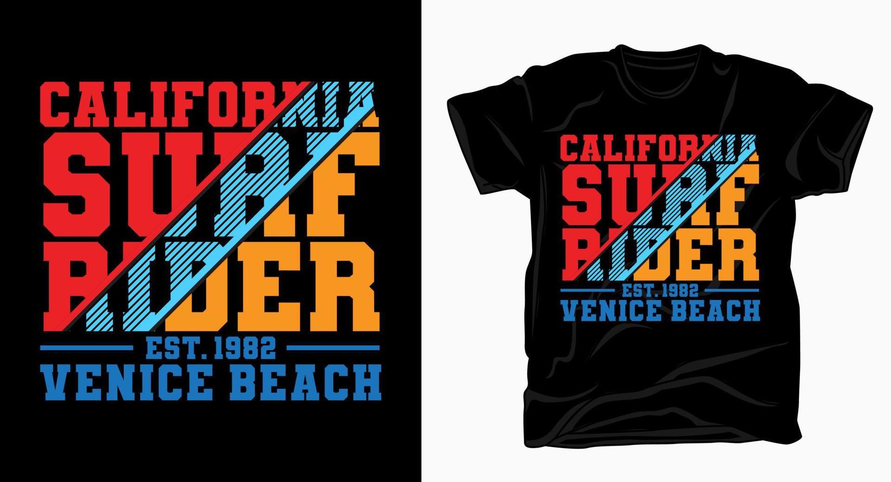 california surf rider venice beach diseño de tipografía para camiseta vector