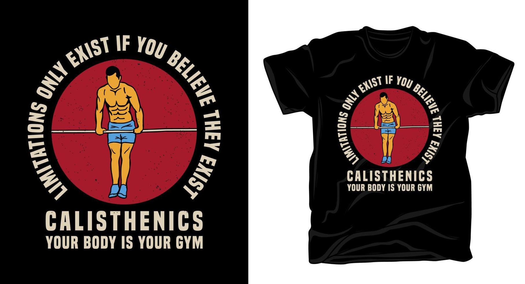 Calisthenics body weight exercise with typography t-shirt design vector