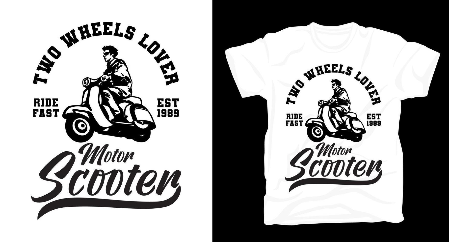 Motor scooter typography with rider t-shirt design vector