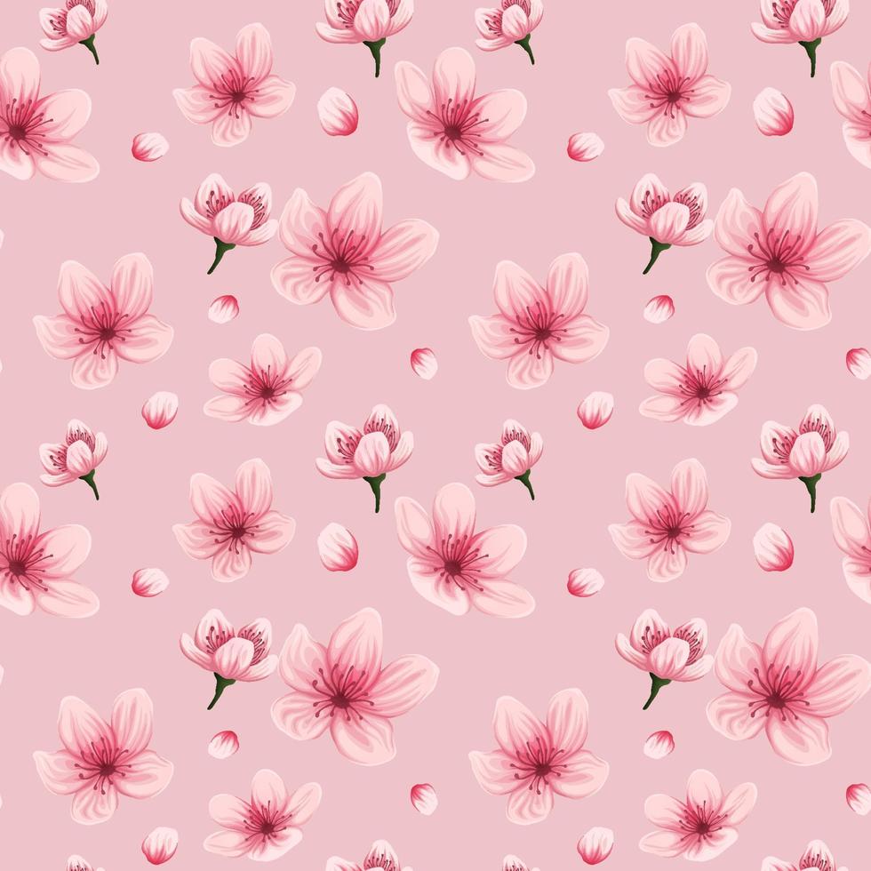 Cherry Blossom Seamless Pattern Background vector