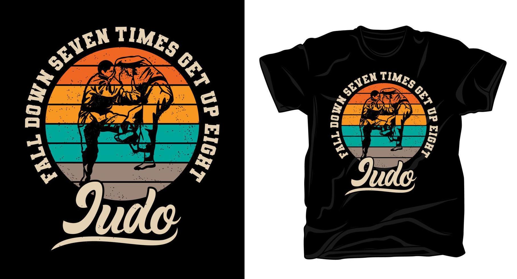 Judo typography with fighters vintage t-shirt design vector