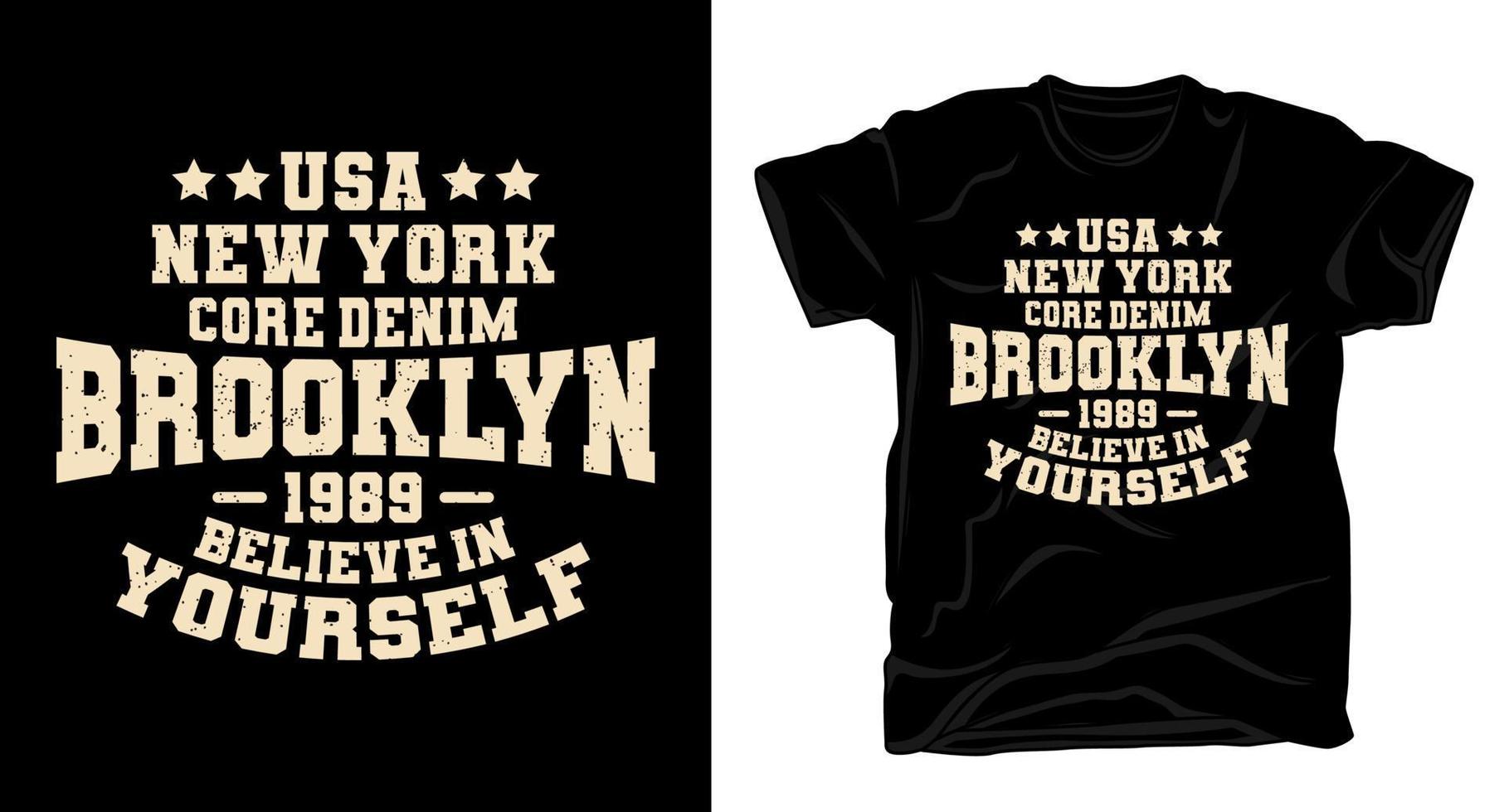 diseño de camiseta de tipografía de mezclilla central de brooklyn nueva york vector