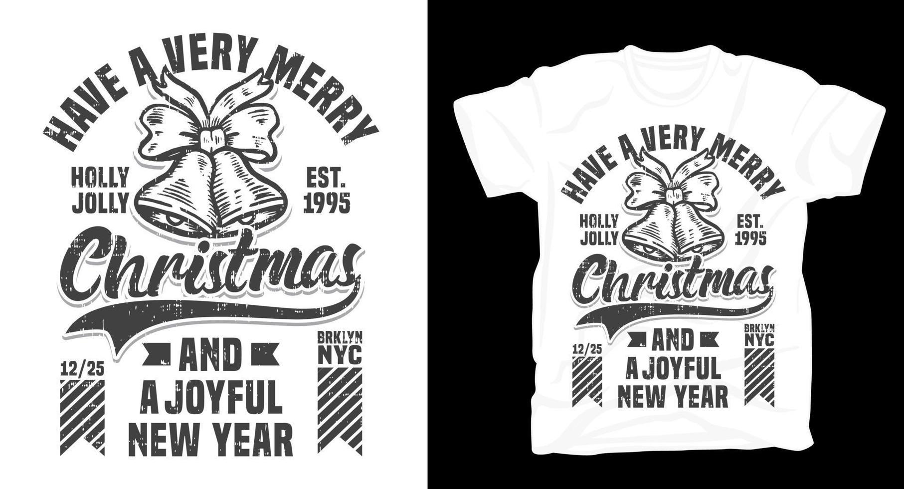 Have a very merry christmas and a joyful new year typography t shirt vector