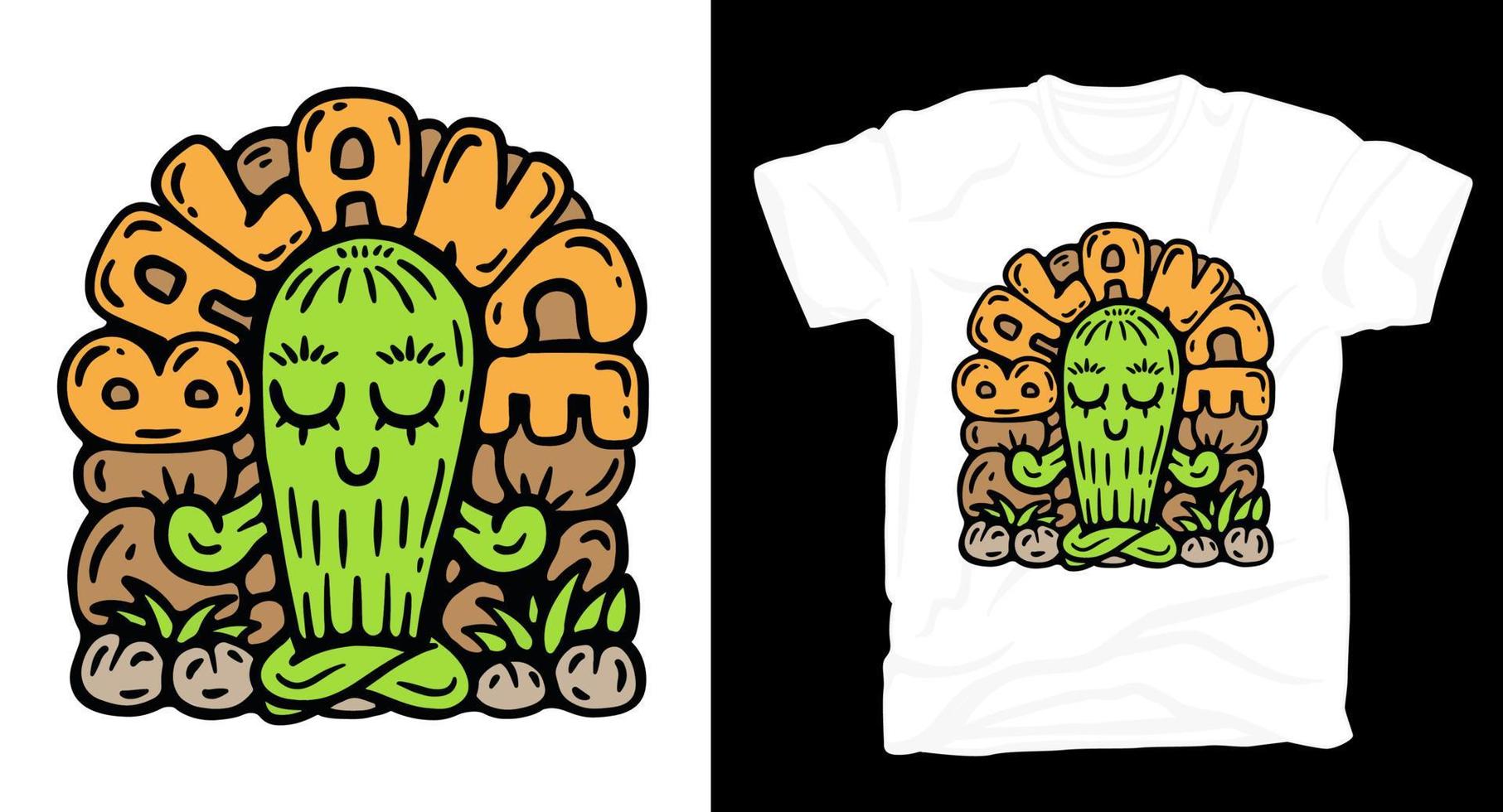 Cactus hand drawn illustration t-shirt design vector