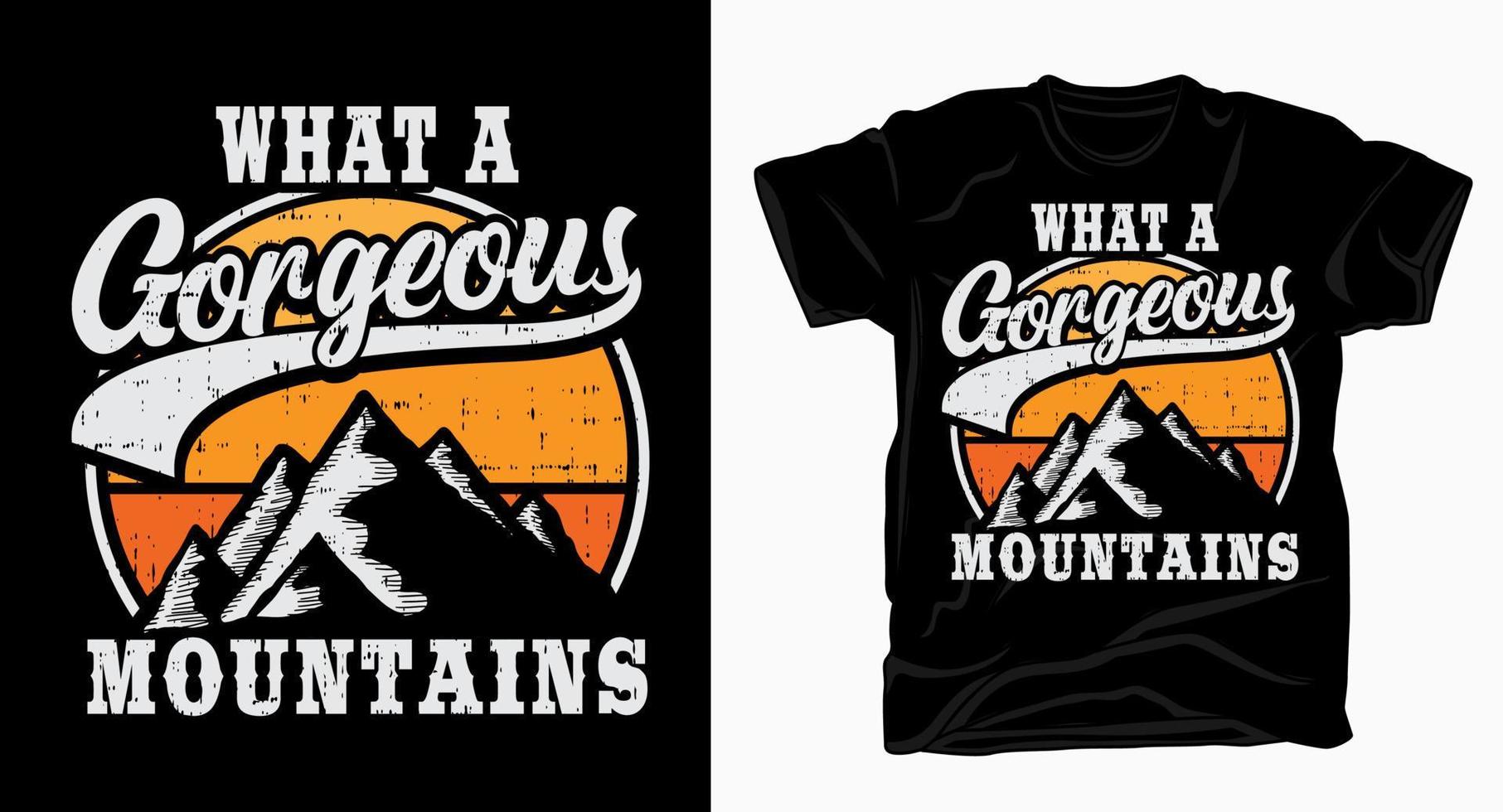 hermosa tipografía de montañas con camiseta de montañas vector