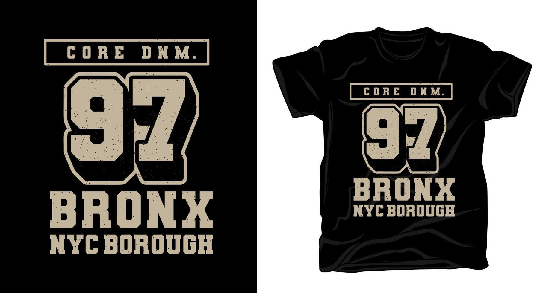 diseño tipográfico noventa y siete bronx varsity para camiseta vector