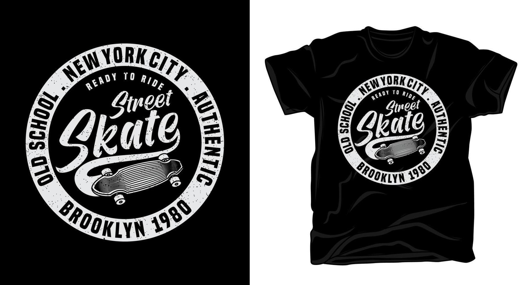 diseño de camiseta de tipografía de skate callejero vector