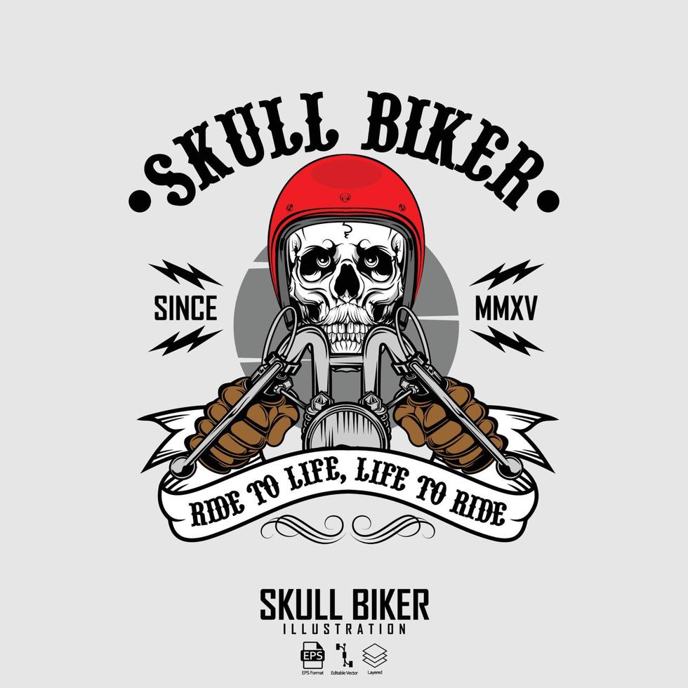 SKULL BIKER ILLUSTRATION, READY FORMAT EPS 10.eps vector