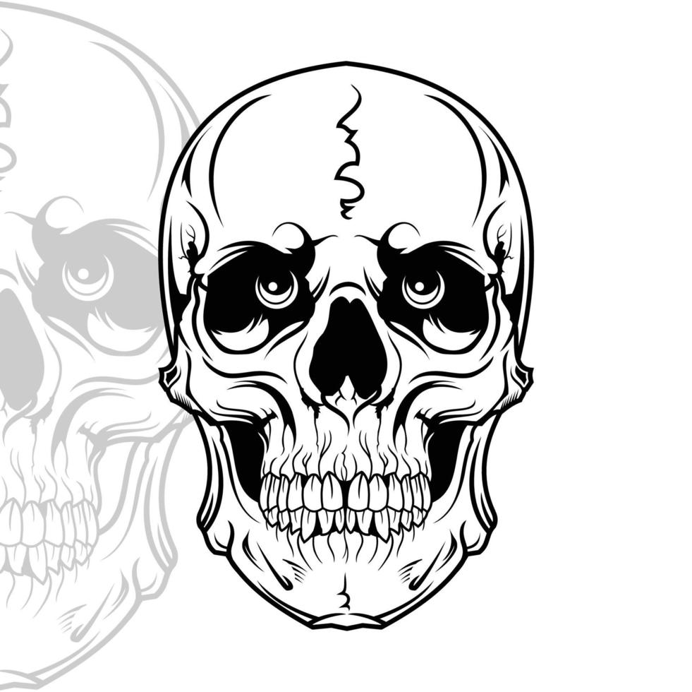 SKULL ILLUSTRATION BLACK AND WHITE.eps vector