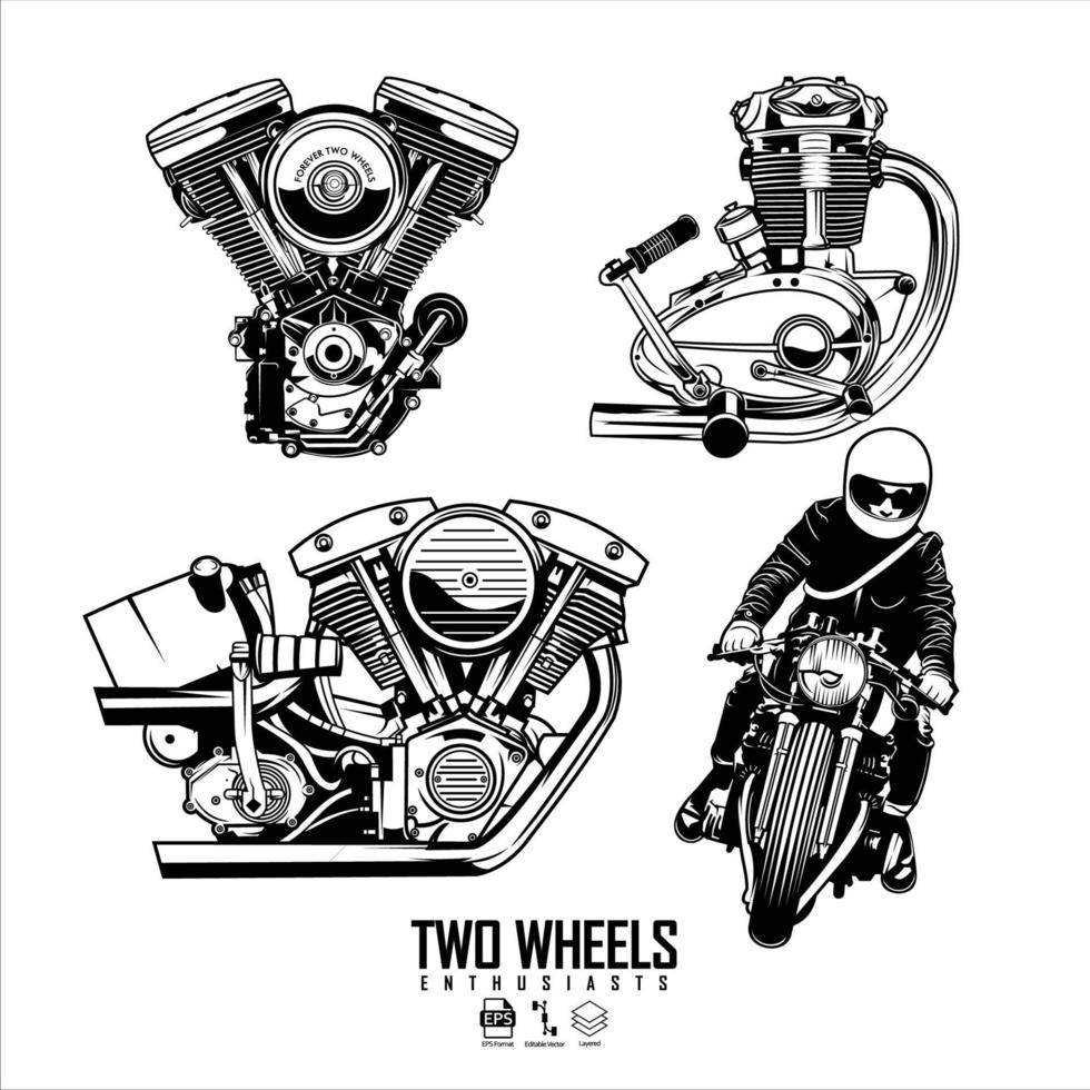 MOTORCYCLE ENGINE SET.eps vector