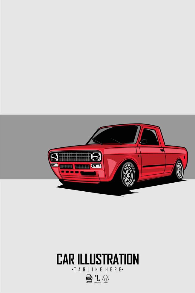 ilustración de coche rojo con un fondo gris.eps vector