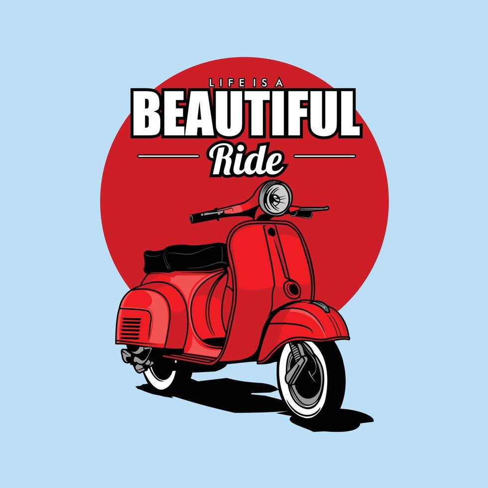 ilustración de scooter vintage vector