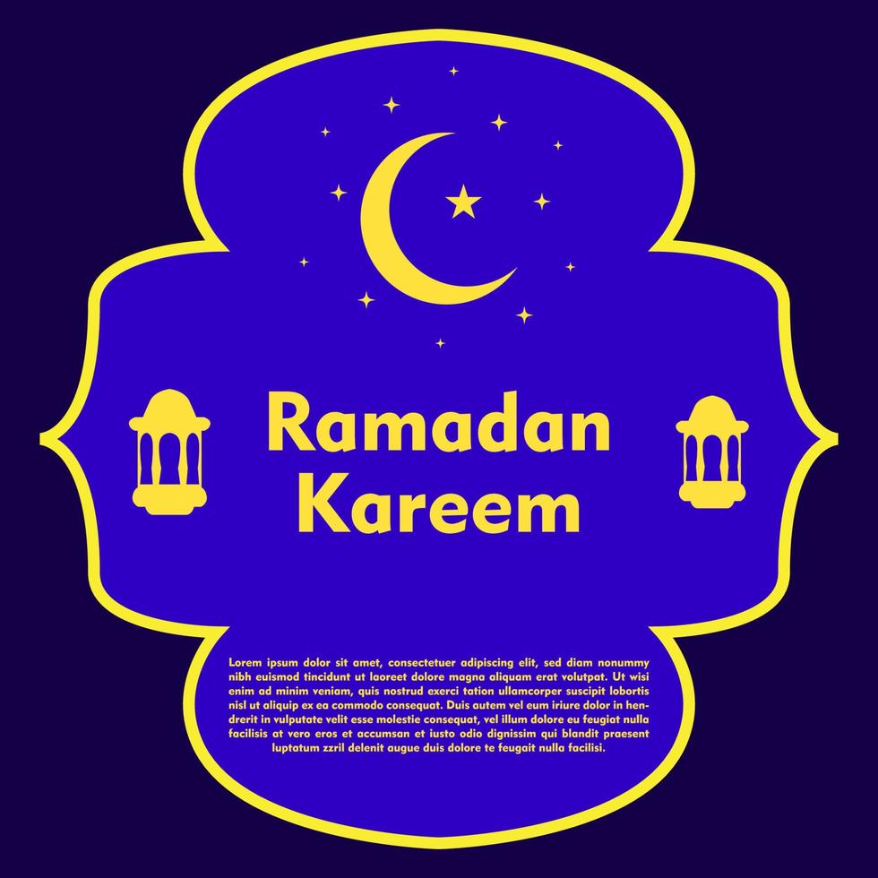 Ramadan Kareem greeting background design in blue and gold colors. design for poster template. vector