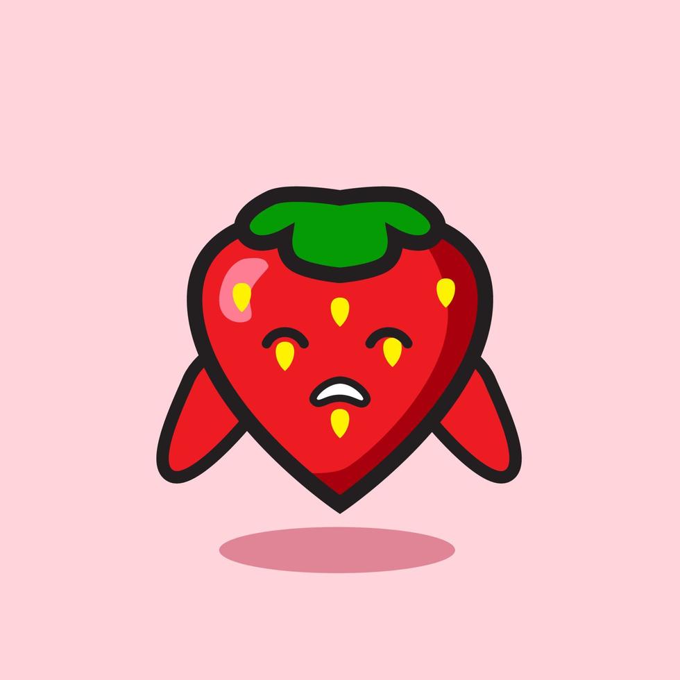 confundido lindo diseño de dibujos animados de frutas de fresa. vector