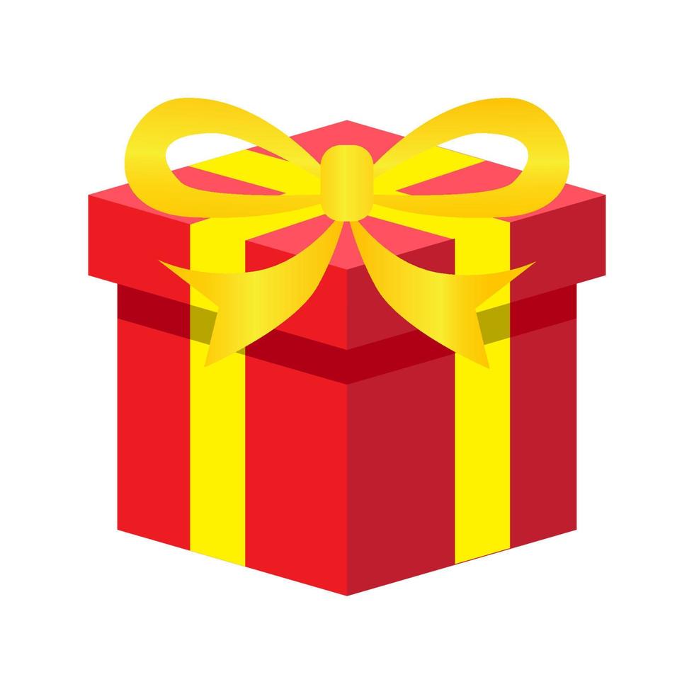 vector design red gift box icon with yellow ribbon