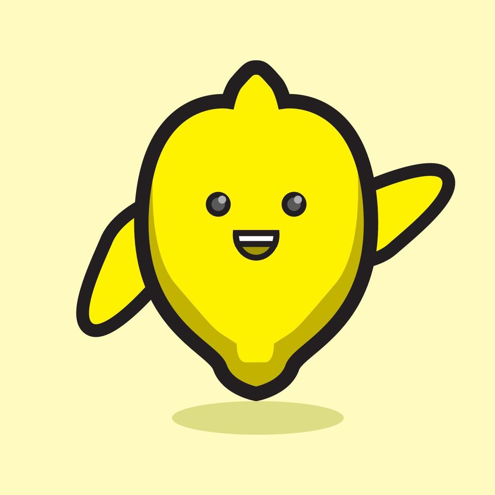 cute lemon fruit cartoon design say hello. vector